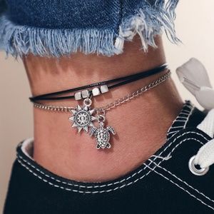Multi Layer nautical charm anklet